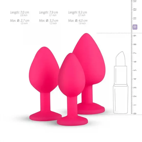 Kit de Plugs Anais Rosa com Cristal Easytoys