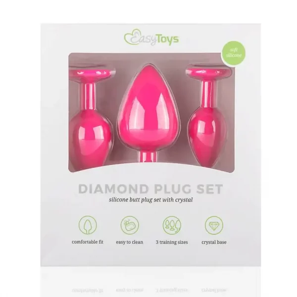 Kit de Plugs Anais Rosa com Cristal Easytoys