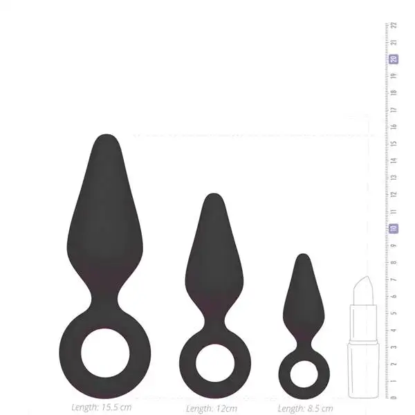 Kit de Plugs para Treino Anal Pointy Plug Set Preto