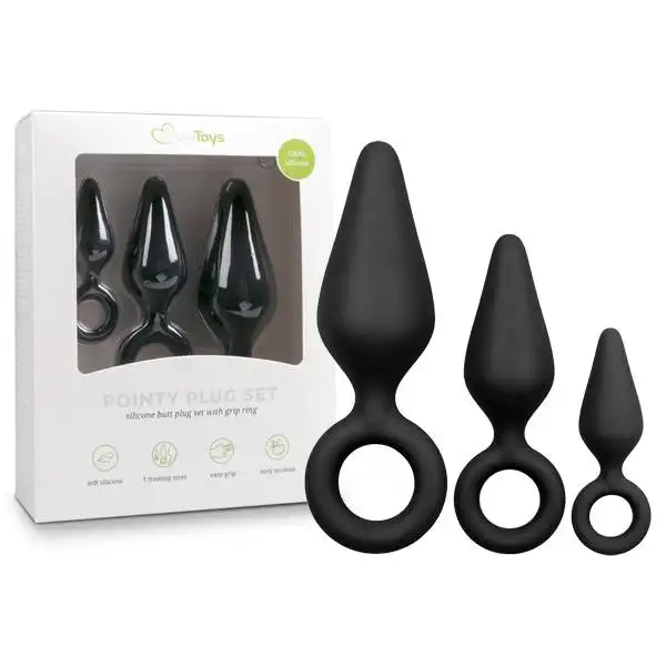 Kit de Plugs para Treino Anal Pointy Plug Set Preto