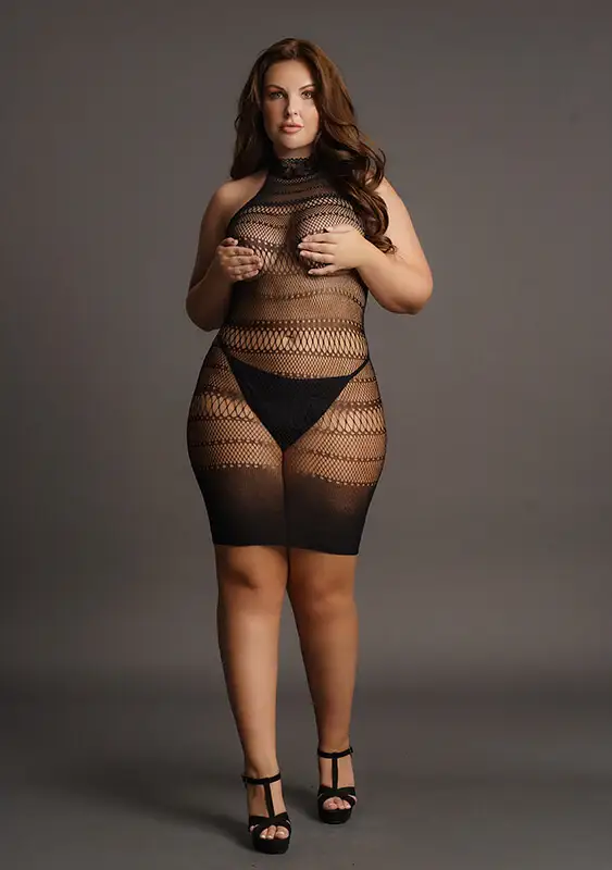 Mini Vestido High Neck With Sexy Net & Lace Le Désir by Shots Tamanho Grande