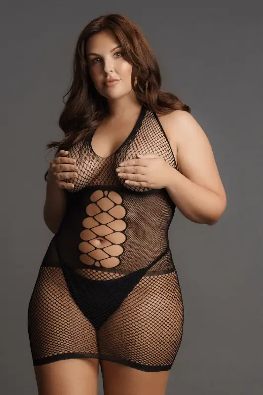 Mini Vestido Peek-A-Boo Fishnet Le Désir by Shots Tamanho Grande