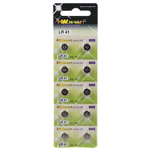 Pilhas LR41 Hi-Watt 10 Un.