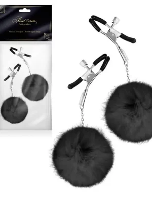 Pinças Para Mamilos com Pompom Preto Sweet Caress