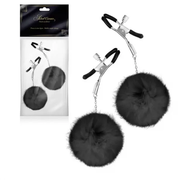 Pinças Para Mamilos com Pompom Preto Sweet Caress