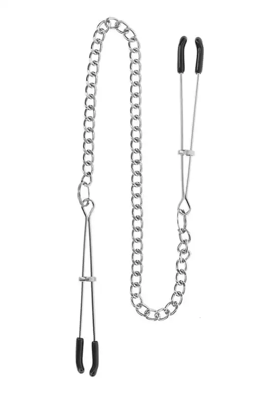 Pinças para Mamilos Tweezers com Corrente Prateada