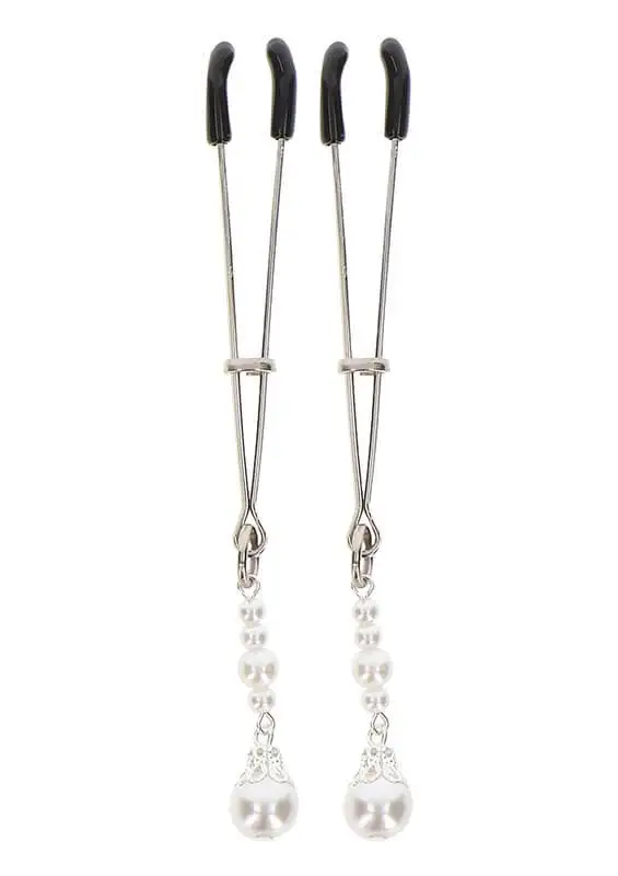 Pinças para Mamilos Tweezers com Pérolas Prateado