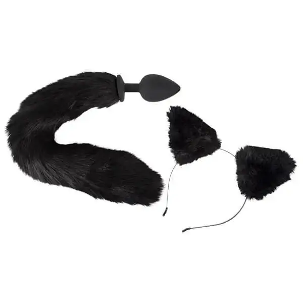 Plug Anal com Cauda e Orelhas de Gato
