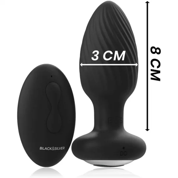 Plug Anal com Vibração e Rotação + Comando sem Fios