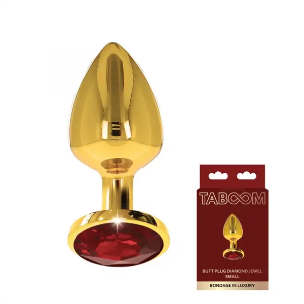 Plug Anal Dourado Com Cristal Vermelho Taboom Diomond Jewel - S