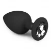 Plug Anal em Silicone com Cristal Transparente EasyToys Grande Preto