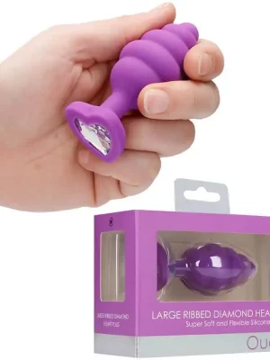 Plug Anal L Ribbed Diamond Heart Roxo Ouch!