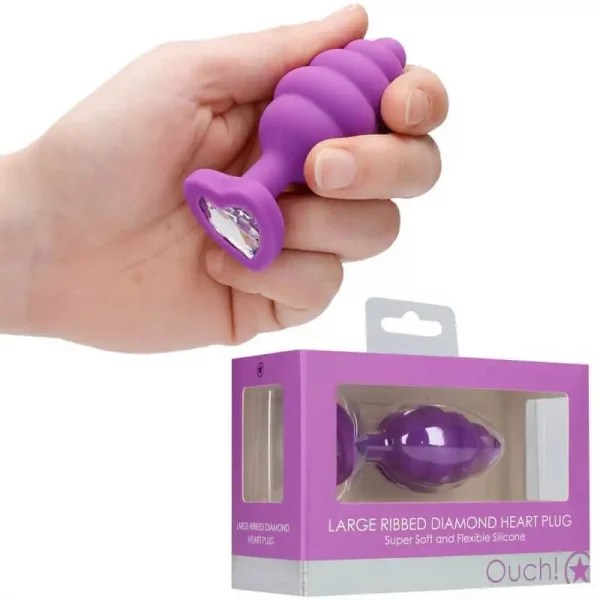 Plug Anal L Ribbed Diamond Heart Roxo Ouch!