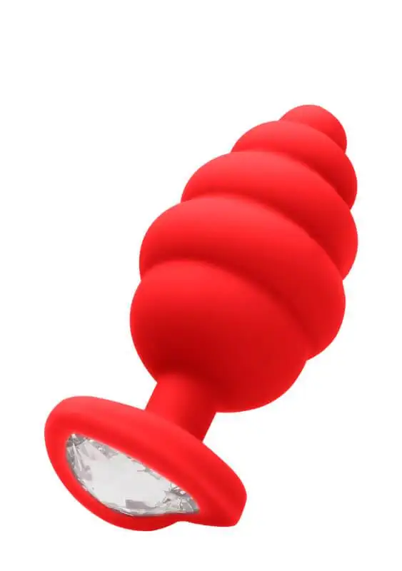 Plug Anal L Ribbed Diamond Heart Vermelho Ouch!