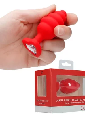 Plug Anal L Ribbed Diamond Heart Vermelho Ouch!
