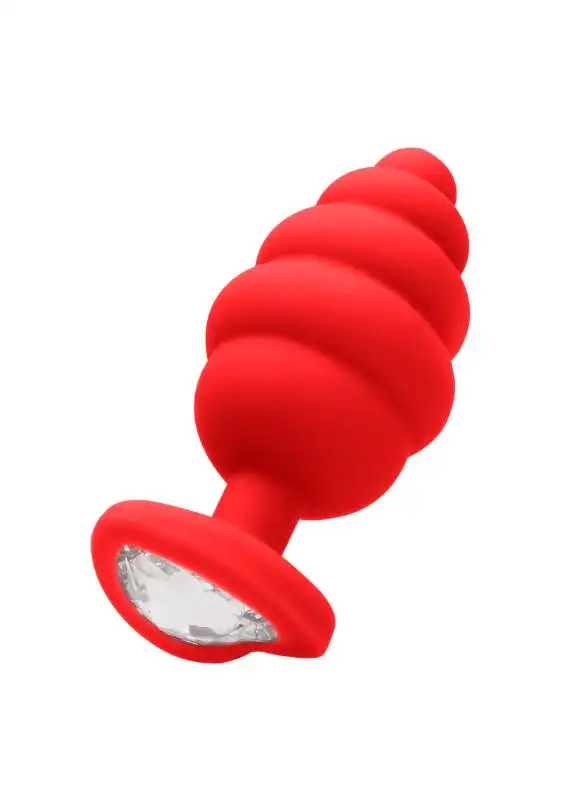 Plug Anal M Ribbed Diamond Heart Vermelho Ouch!