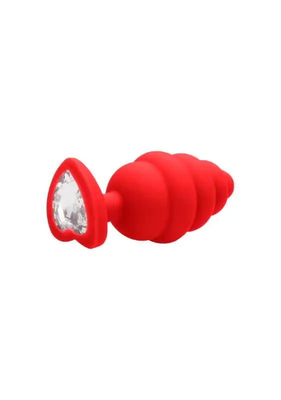 Plug Anal M Ribbed Diamond Heart Vermelho Ouch!