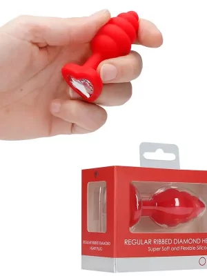 Plug Anal M Ribbed Diamond Heart Vermelho Ouch!