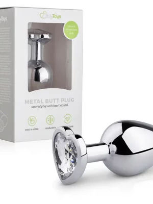 Plug Anal Metálico com Brilhante em Coração - Médio