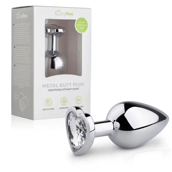 Plug Anal Metálico com Brilhante em Coração - Médio