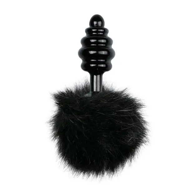 Plug Anal Metálico com Cauda de Coelhinho Preta EasyToys