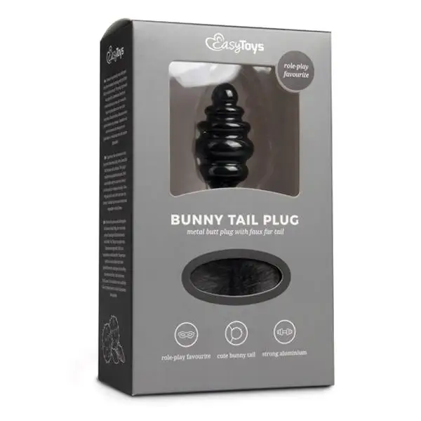 Plug Anal Metálico com Cauda de Coelhinho Preta EasyToys