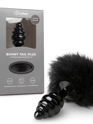 Plug Anal Metálico com Cauda de Coelhinho Preta EasyToys