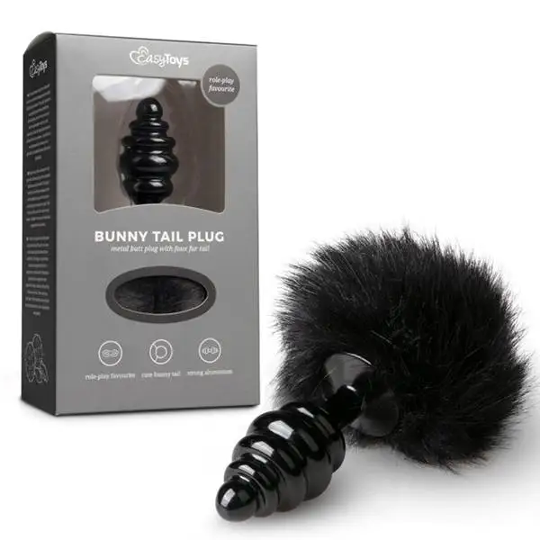 Plug Anal Metálico com Cauda de Coelhinho Preta EasyToys