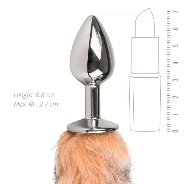 Plug Anal Metálico com Cauda de Raposa Castanha EasyToys Prateado