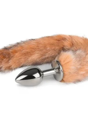 Plug Anal Metálico com Cauda de Raposa Castanha EasyToys Prateado