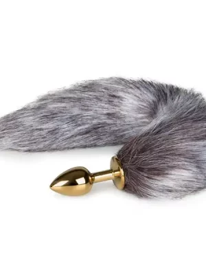 Plug Anal Metálico com Cauda de Raposa Cinzenta EasyToys Dourado