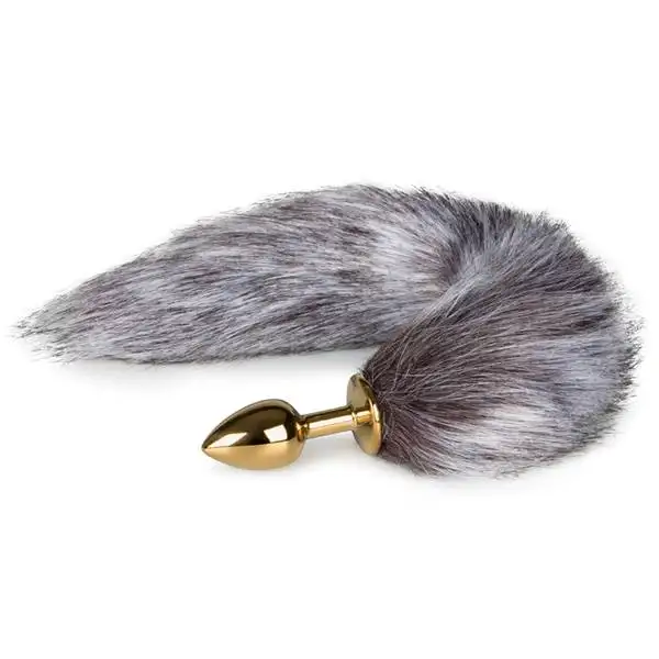 Plug Anal Metálico com Cauda de Raposa Cinzenta EasyToys Dourado