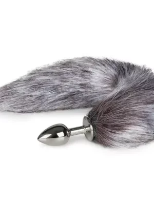 Plug Anal Metálico com Cauda de Raposa Cinzenta EasyToys Prateado