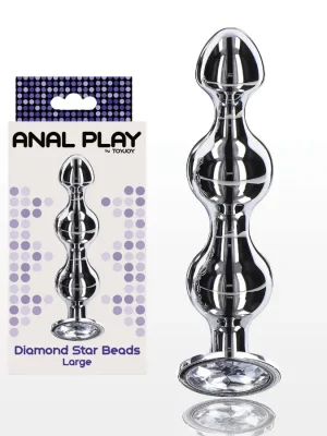 Plug Anal Metálico com Cristal Diamond Star Beads L