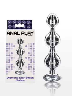 Plug Anal Metálico com Cristal Diamond Star Beads M