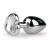 Plug Anal Metálico com Cristal em Coração Transparente EasyToys - Pequeno