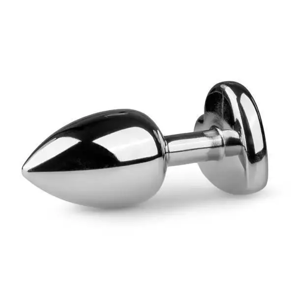 Plug Anal Metálico com Cristal em Coração Transparente EasyToys - Pequeno