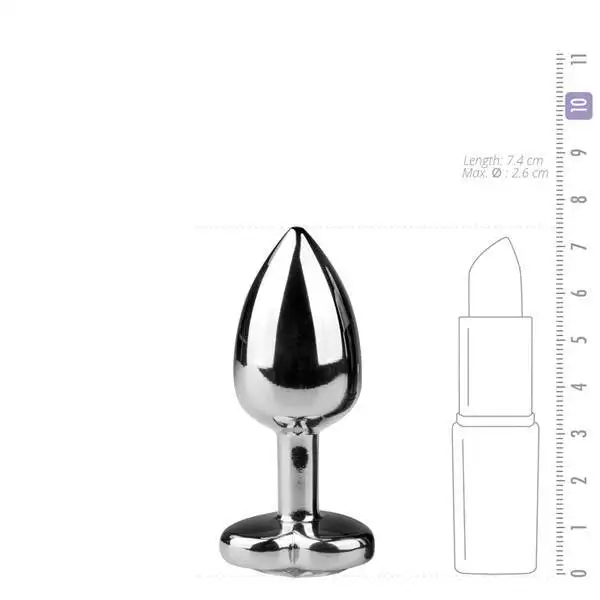 Plug Anal Metálico com Cristal em Coração Transparente EasyToys - Pequeno
