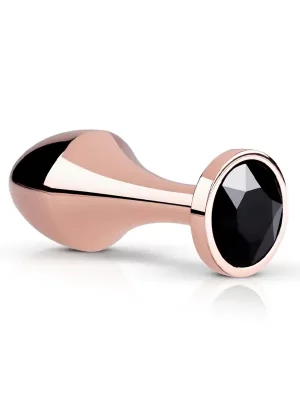 Plug Anal Metálico com Cristal Preto Rosy Gold Nouveau