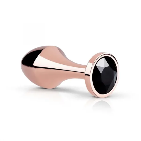 Plug Anal Metálico com Cristal Preto Rosy Gold Nouveau