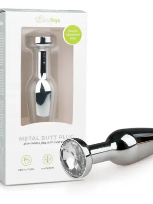 Plug Anal Metálico Com Cristal Transparente Easy Toys