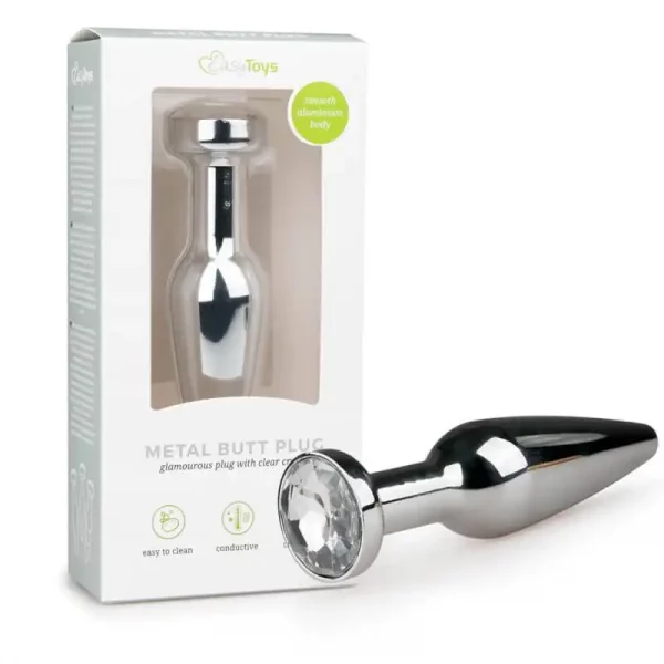 Plug Anal Metálico Com Cristal Transparente Easy Toys