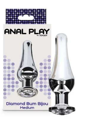 Plug Anal Metálico Diamond Bum Bijou Médio