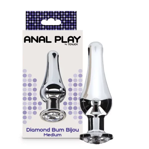 Plug Anal Metálico Diamond Bum Bijou Médio