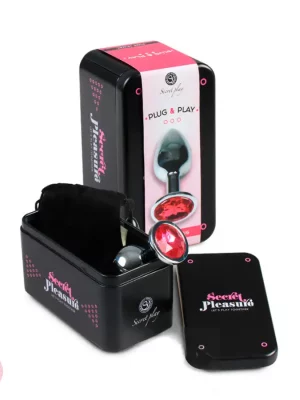 Plug Anal Metálico M com Brilhante Fúcsia