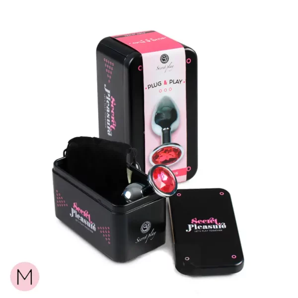 Plug Anal Metálico M com Brilhante Fúcsia