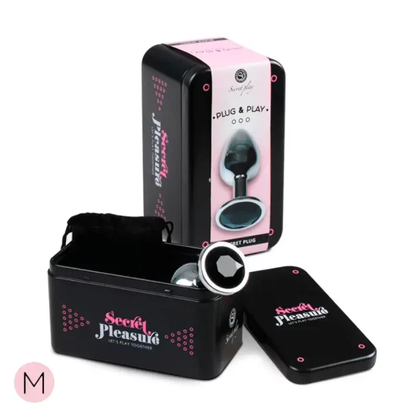Plug Anal Metálico M com Brilhante Preto