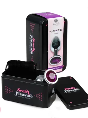 Plug Anal Metálico M com Brilhante Roxo