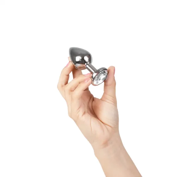 Plug Anal Metálico M com Brilhante Transparente