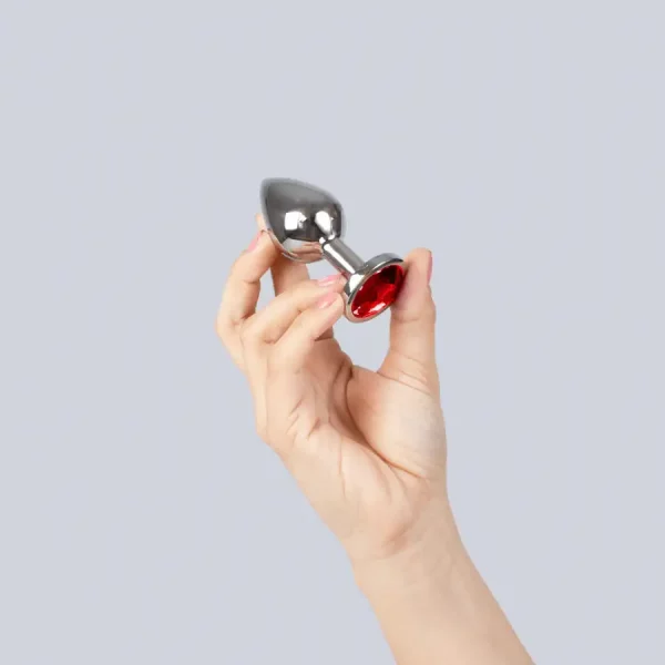 Plug Anal Metálico M com Brilhante Vermelho